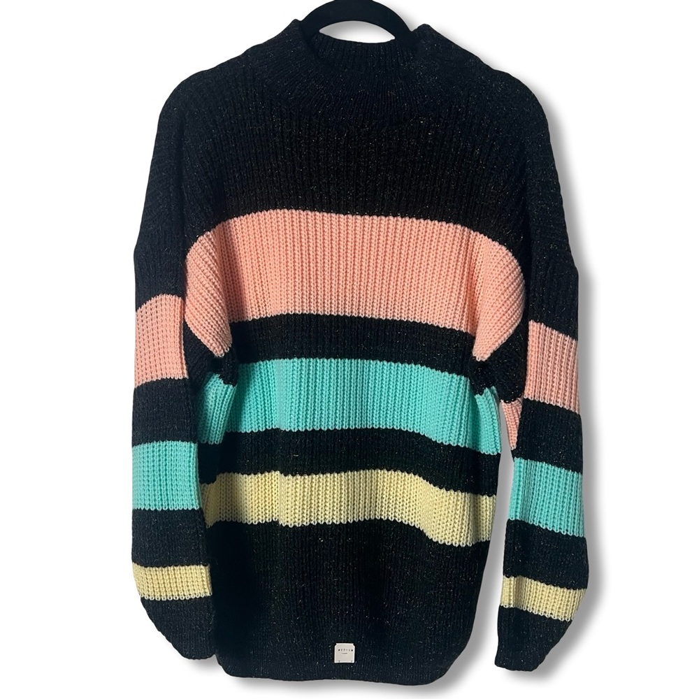 Arielle VTG Colorblock Stripe Lurex Mock Neck Sweater Deadstock 80s‎ NWT - Sz. M